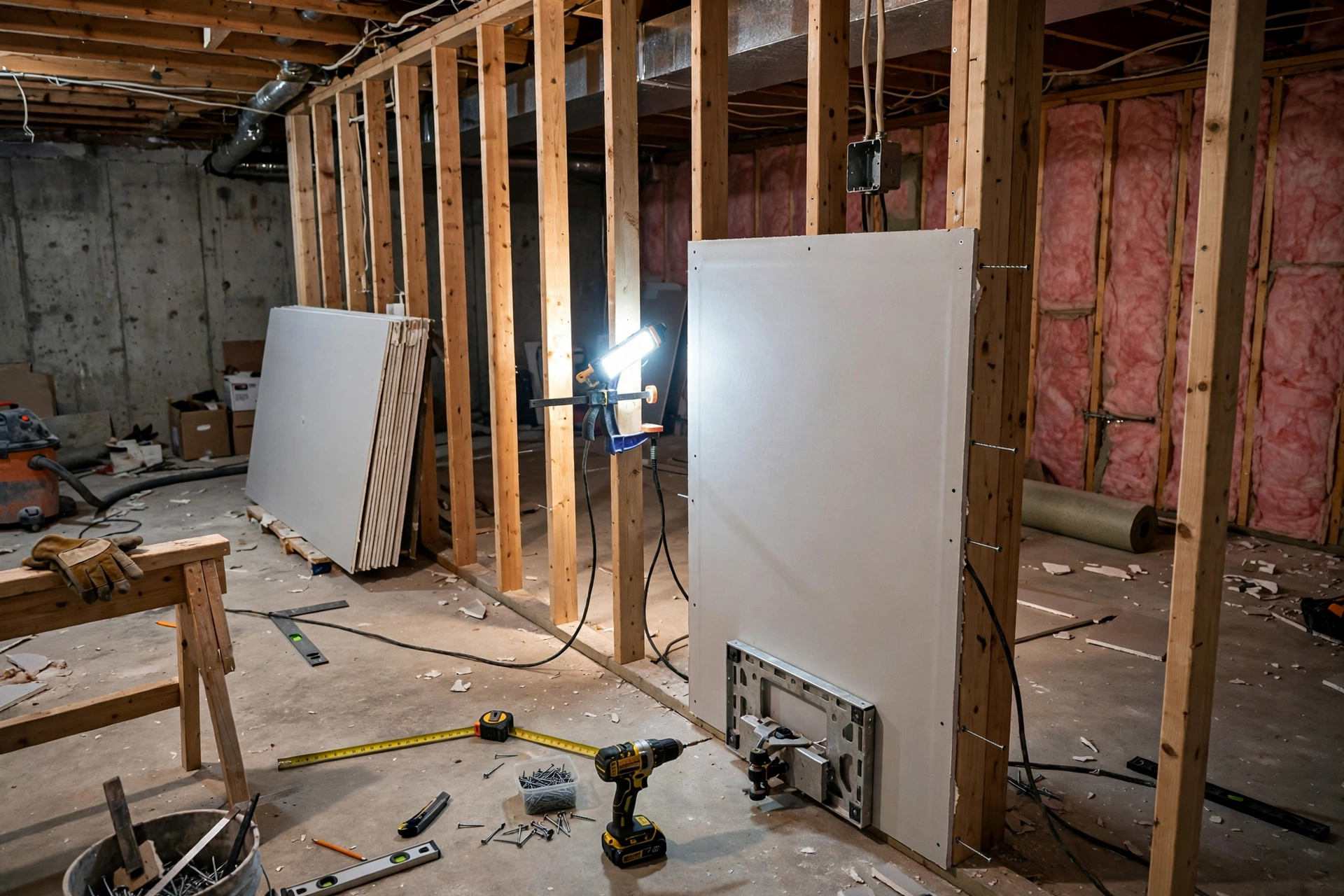 Basement finishing work in a Mississauga home