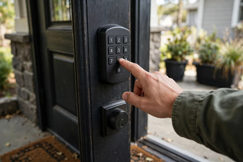 Door Lock Installation Keypad door lock installed on a Mississauga home