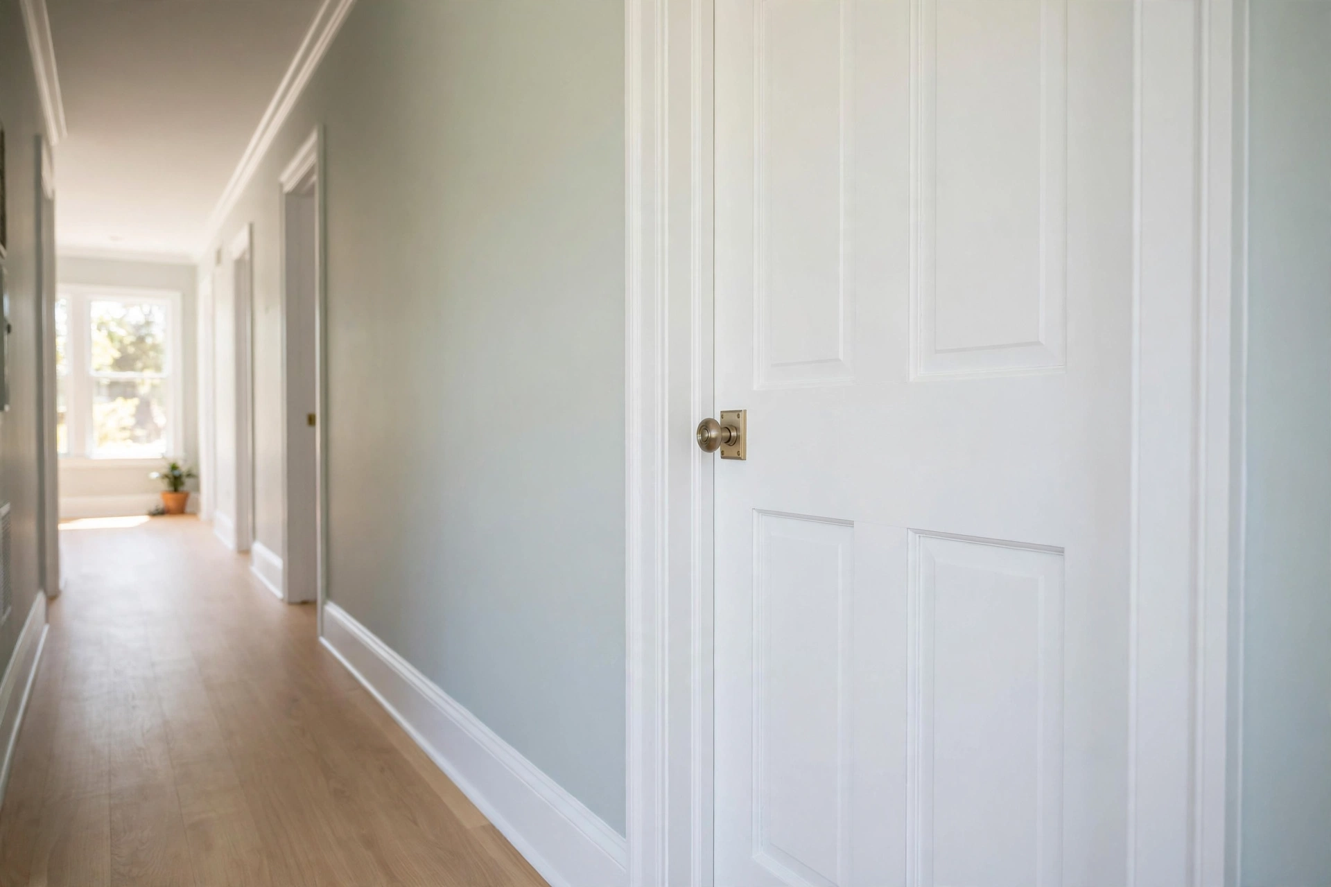 Painting Services Freshly painted trim and interior door in a Mississauga home
