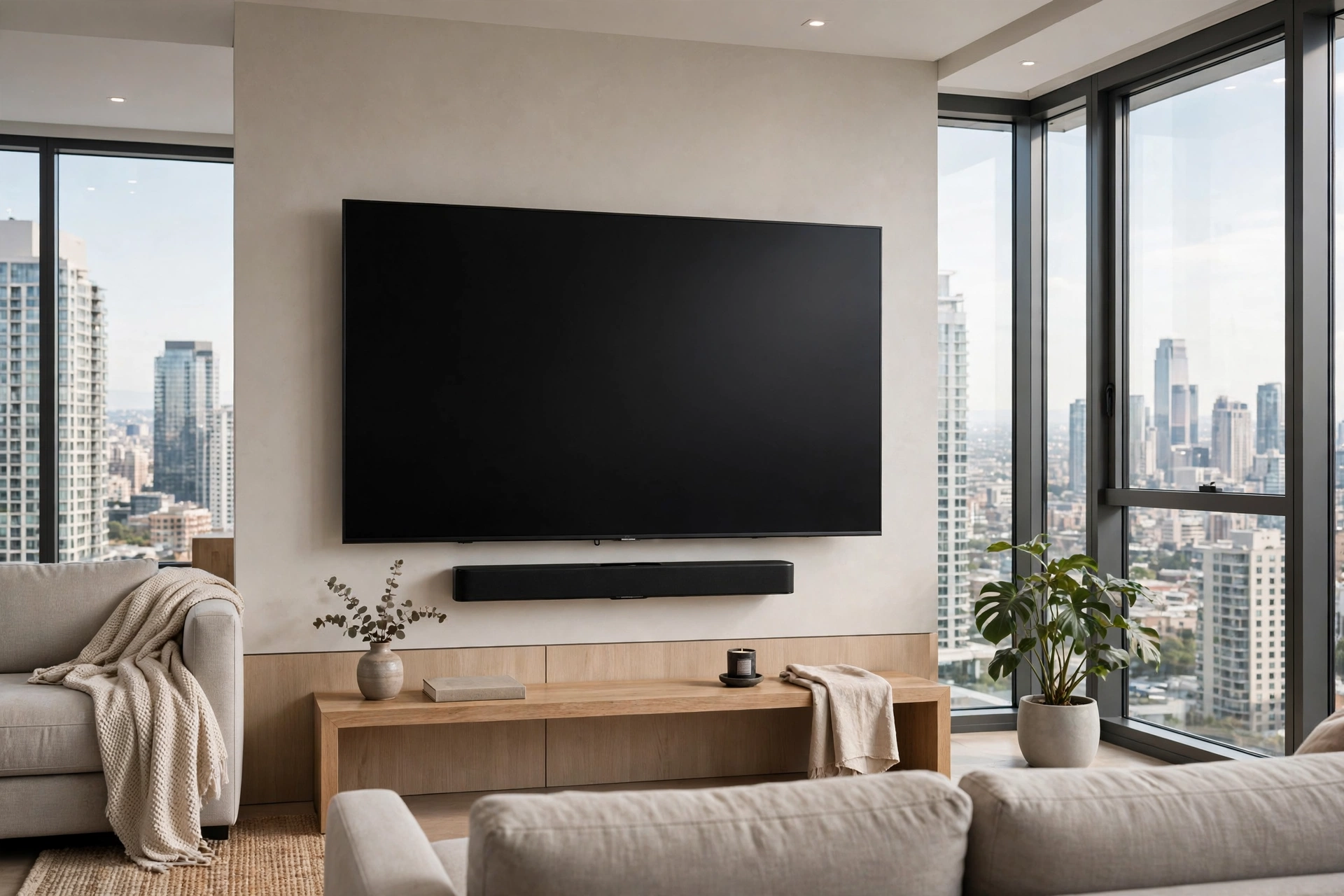 TV Wall Mounting Wall-mounted TV with cables managed in a Mississauga condo